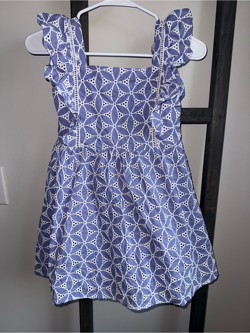 Janie and Jack Lavender Eyelet Dress with White Embroidered Pattern